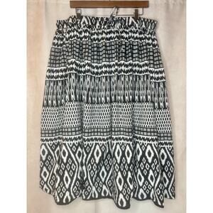 Avenue Black White Boho Maxi Skirt 18/20 Cotton Tribal Print Resort Vacation